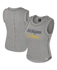 Colosseum Women's Heather Gray Michigan Wolverines Beach You Ribbed Tri-Blend Tank Top