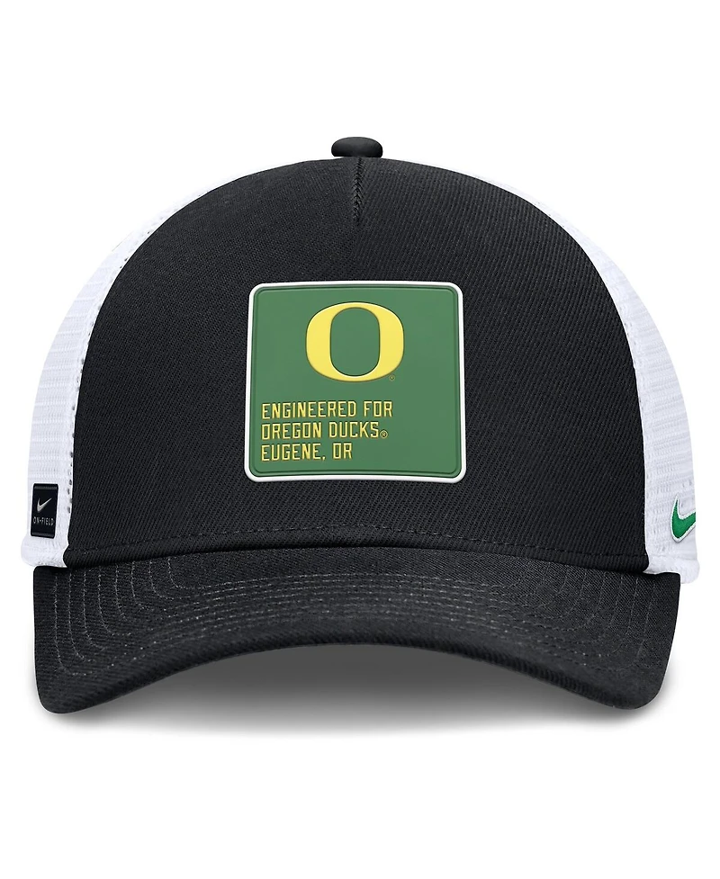 Nike Men's Black/White Oregon Ducks 2025 On-Field Rise Engineered Trucker Adjustable Hat
