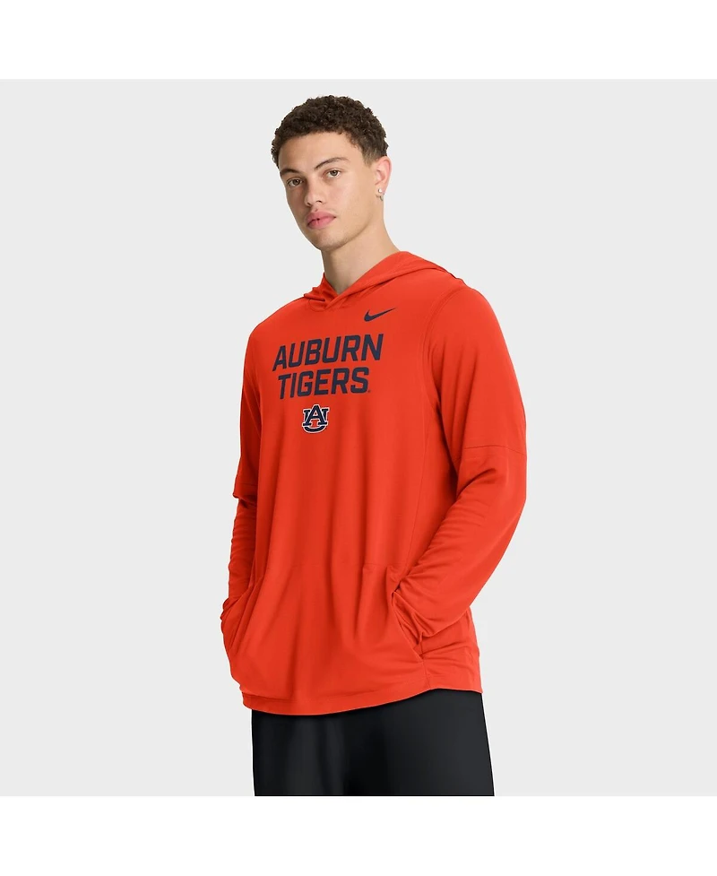 Nike Men's Orange Auburn Tigers 2025 Sideline Dri-fit Long Sleeve Hoodie T-Shirt