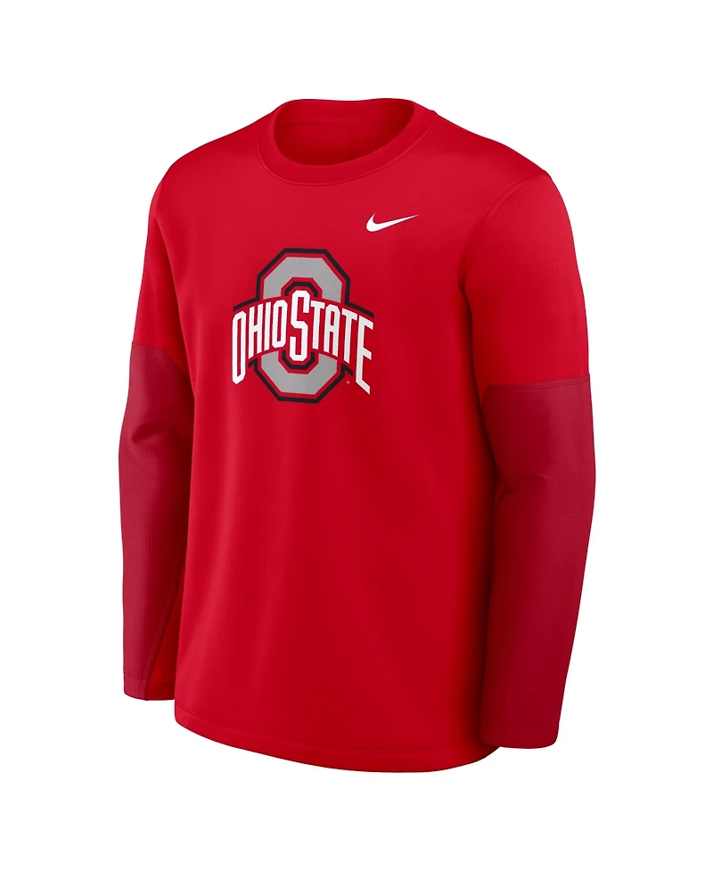 Nike Men's Scarlet Ohio State Buckeyes 2025 Sideline Coach Performance Long Sleeve T-Shirt
