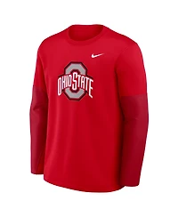 Nike Men's Scarlet Ohio State Buckeyes 2025 Sideline Coach Performance Long Sleeve T-Shirt