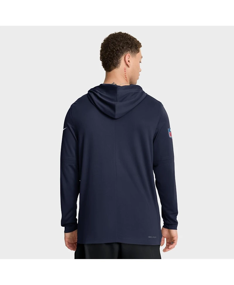 Nike Men's Navy Tennessee Titans Sideline Pure Fury Performance Long Sleeve Hoodie T-Shirt