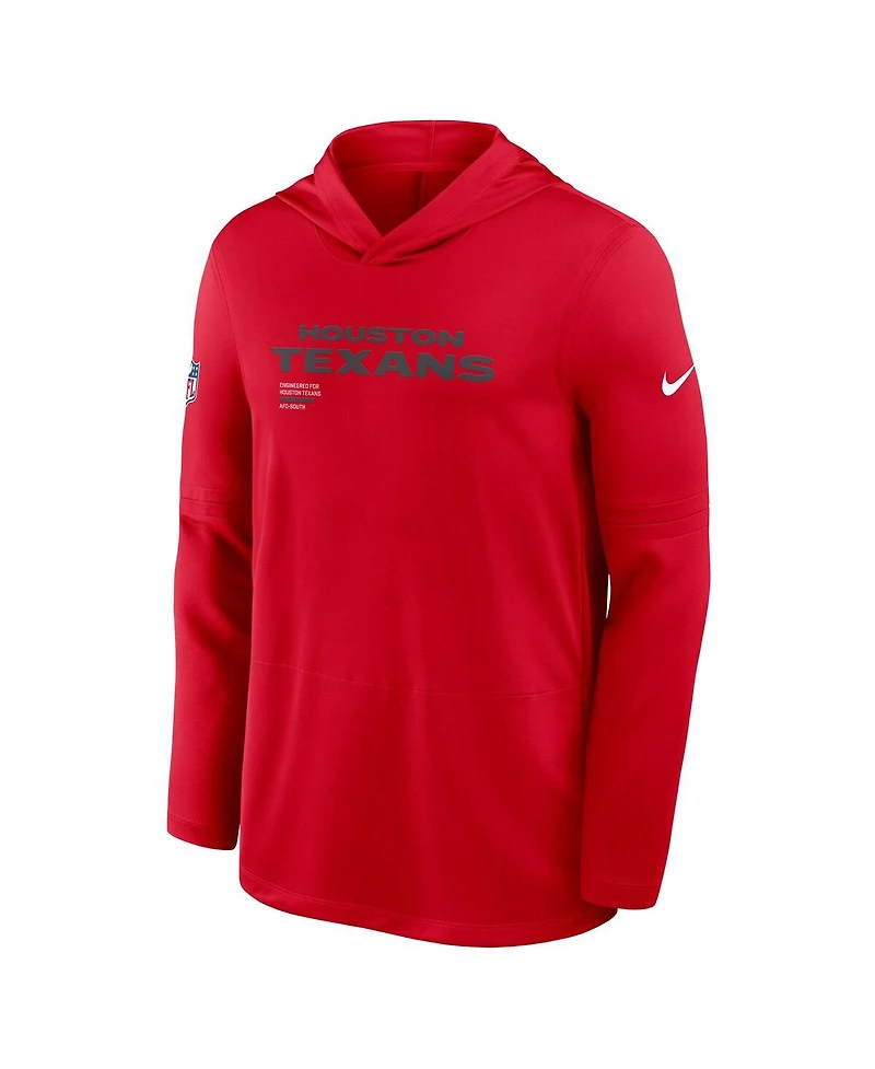 Nike Men's Red Houston Texans Sideline Pure Fury Performance Long Sleeve Hoodie T-Shirt