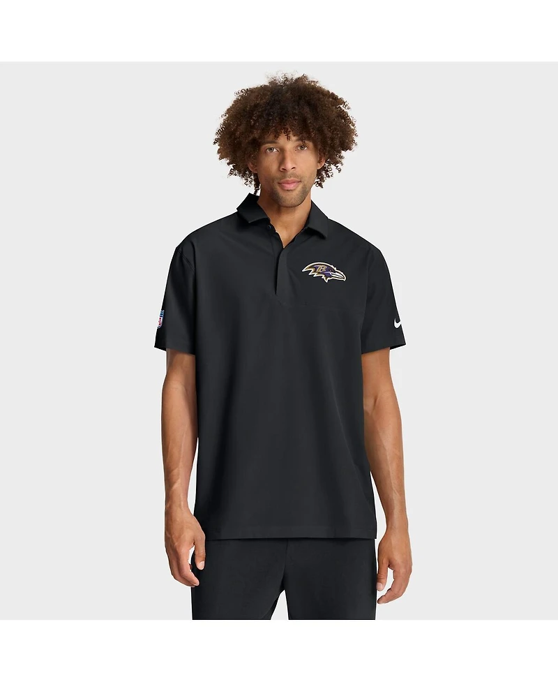 Nike Men's Black Baltimore Ravens Sideline City Pride Woven Performance Polo Shirt