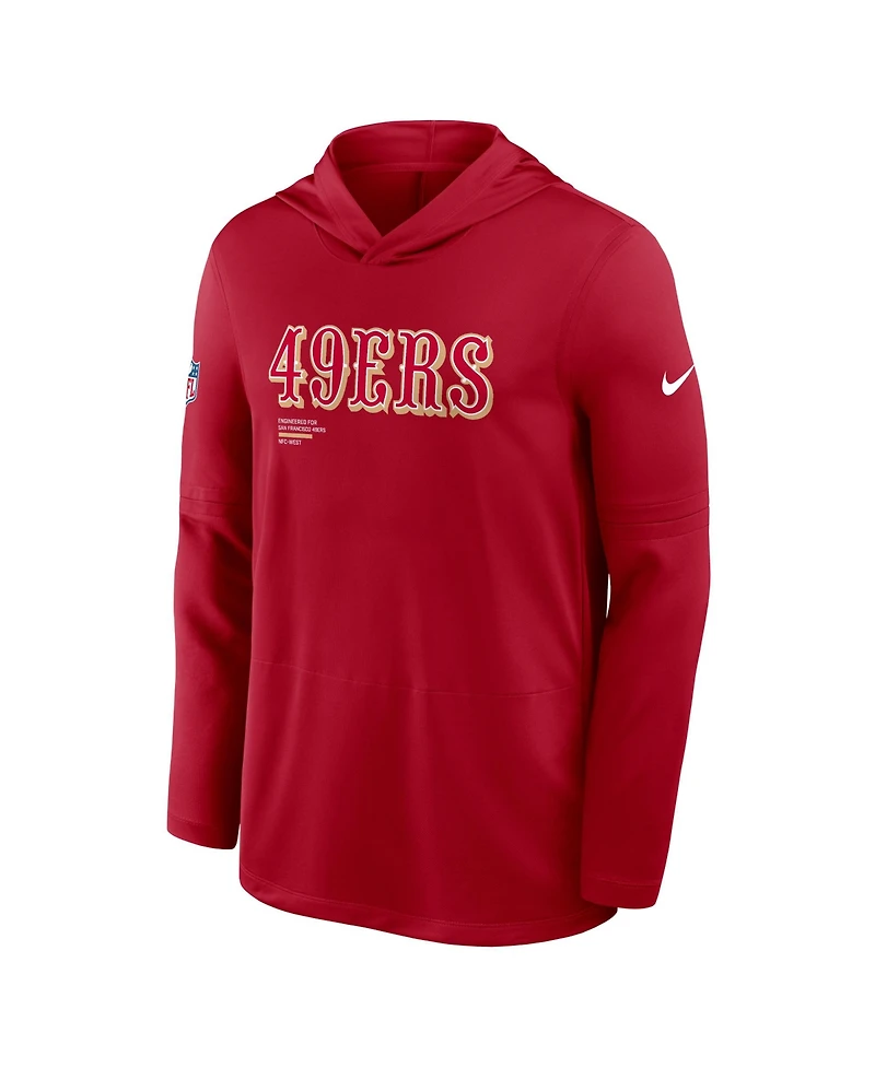 Nike Men's Scarlet San Francisco 49ers Big Tall Sideline Performance Long Sleeve Hoodie T-Shirt