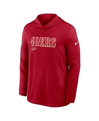 Nike Men's Scarlet San Francisco 49ers Big Tall Sideline Performance Long Sleeve Hoodie T-Shirt