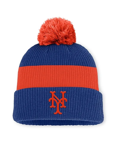 Nike Men's Royal/Orange New York Mets Cooperstown Collection Peak Standard Cuffed Pom with Knit Hat