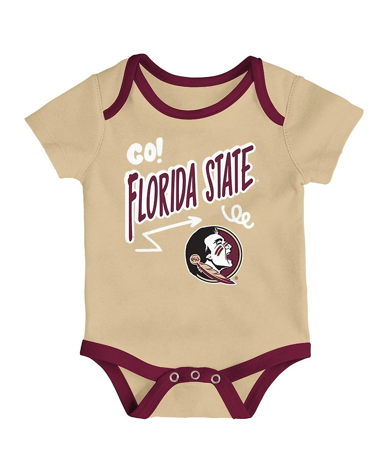 Outerstuff Baby Boys and Girls 3-Pack Florida State Seminoles All Day Play Bodysuit Set