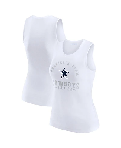 Wear by Erin Andrews Women's White Dallas Cowboys Ribbed Graphic Tank Top