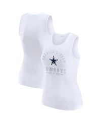 Wear by Erin Andrews Women's White Dallas Cowboys Ribbed Graphic Tank Top