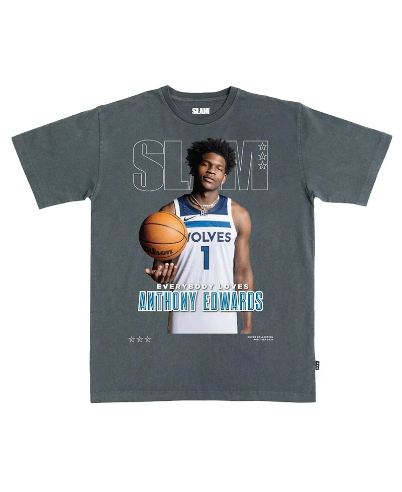 Slam Men's Anthony Edwards Charcoal Minnesota Timberwolves Cover T-Shirt
