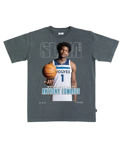 Slam Men's Anthony Edwards Charcoal Minnesota Timberwolves Cover T-Shirt