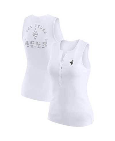 Wear by Erin Andrews Women's White Las Vegas Aces Rib-Knit Henley Tank Top