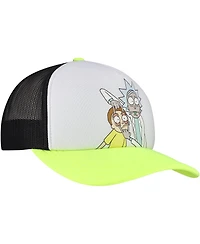 Lids Men's and Women's White/Neon Green Rick And Morty Graphic Foam Trucker Adjustable Hat
