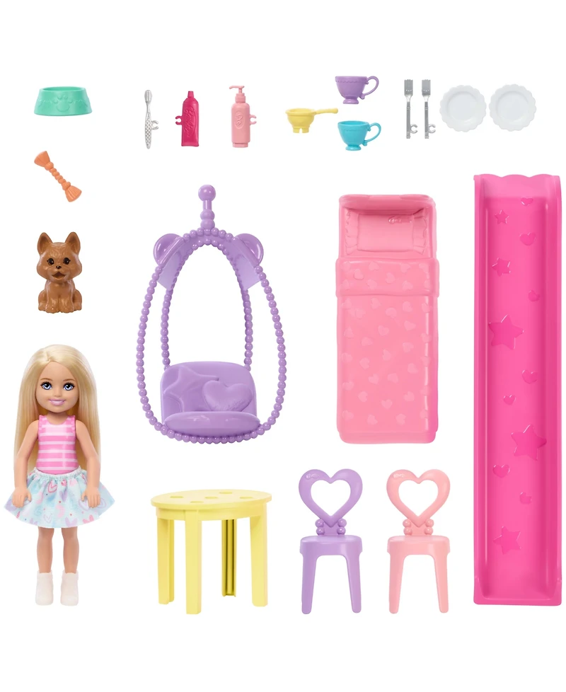 Barbie Chelsea Pop-Up Doll House with Doll and 15 Plus Accessories