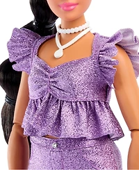 Barbie Deluxe Style Fashion Doll 8 in Metallic Purple Top and Sparkly Shorts with Accessories