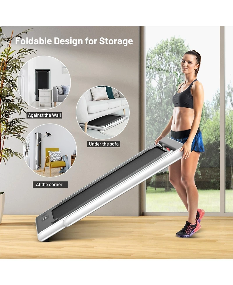 Akiudex 2-in-1 Folding Treadmill with Dual Display and Speaker