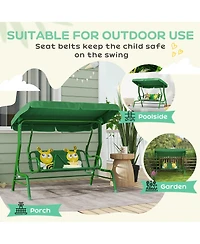Qaba Kids Patio Swing, 2-Seater Outdoor Porch Swing Chair