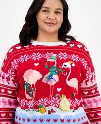 It's Our Time Trendy Plus Flamingo Ugly Xmas Sweater