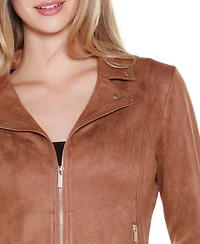 Belldini Women's Faux-Suede Moto Jacket