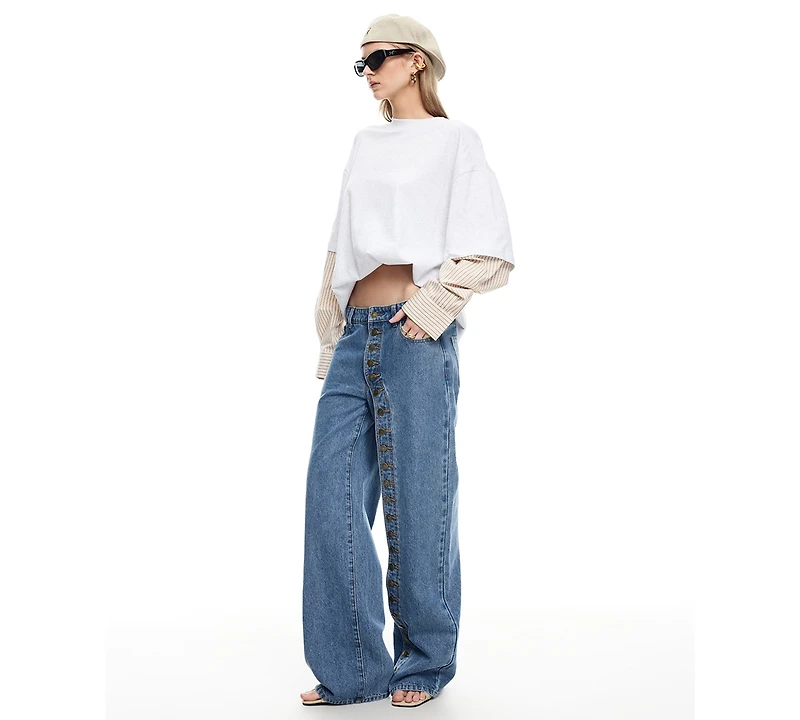Lioness Women's Button Closure Penny Jeans