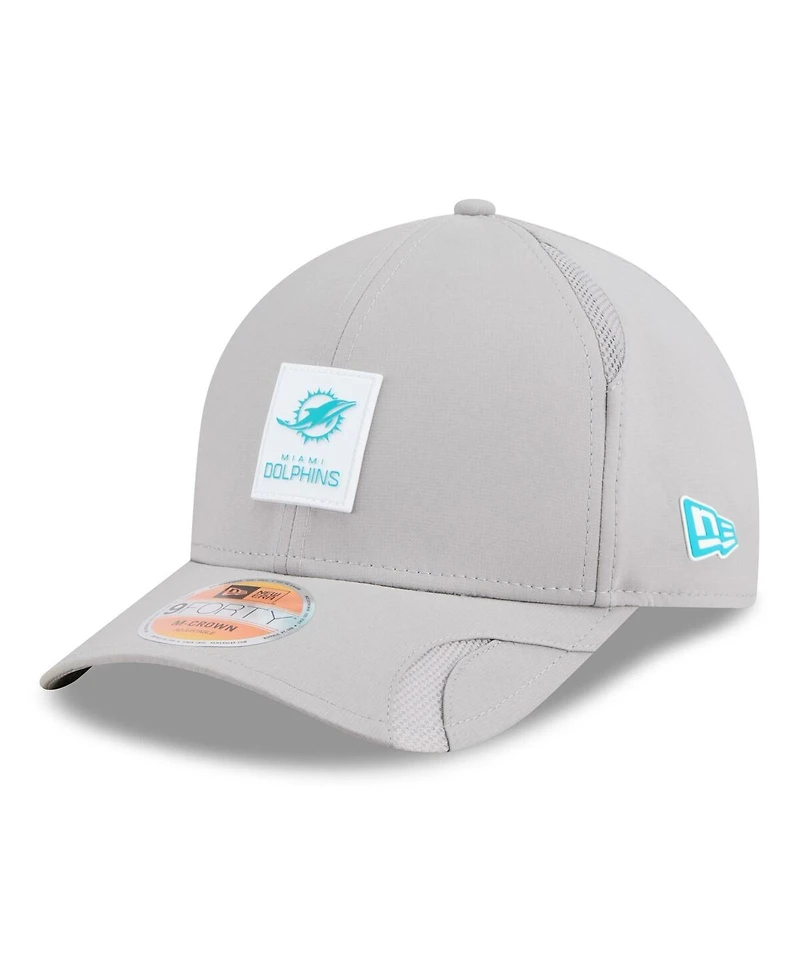 New Era Men's Gray Miami Dolphins 2025 Sideline M-crown 9FORTY Adjustable Hat