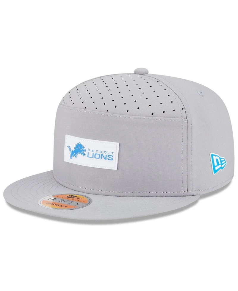 New Era Men's Gray Detroit Lions 2025 Sideline Split Panel 9FIFTY Snapback Hat