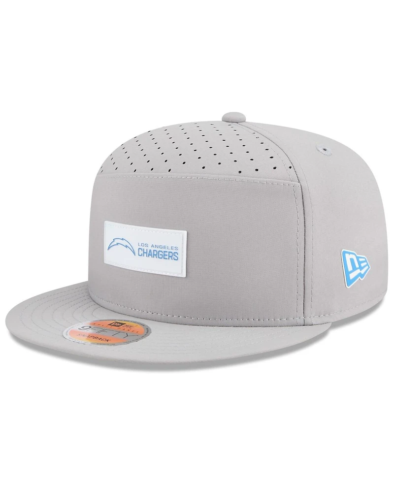 New Era Men's Gray Los Angeles Chargers 2025 Sideline Split Panel 9FIFTY Snapback Hat