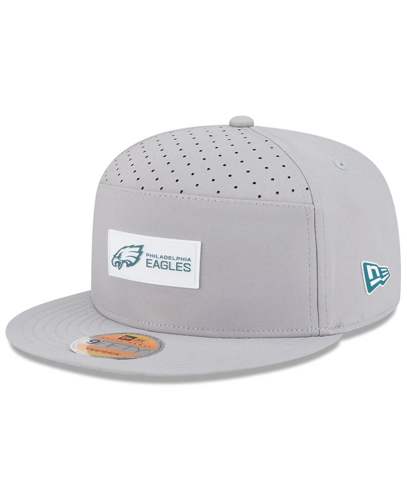 New Era Men's Gray Philadelphia Eagles 2025 Sideline Split Panel 9FIFTY Snapback Hat
