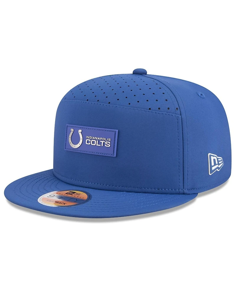 New Era Men's Royal Indianapolis Colts 2025 Sideline Split Panel 9FIFTY Snapback Hat