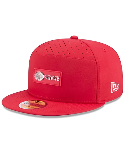New Era Men's Scarlet San Francisco 49ers 2025 Sideline Throwback Split Panel 9FIFTY Snapback Hat