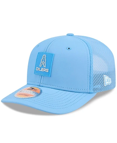 New Era Men's Light Blue Houston Oilers 2025 Sideline Gridiron Classics 9SEVENTY Trucker Adjustable Hat