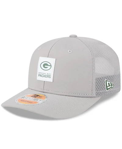 New Era Men's Gray Green Bay Packers 2025 Sideline 9SEVENTY Adjustable Trucker Hat