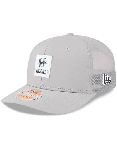 New Era Men's Gray Houston Texans 2025 Sideline H-Town 9SEVENTY Adjustable Trucker Hat