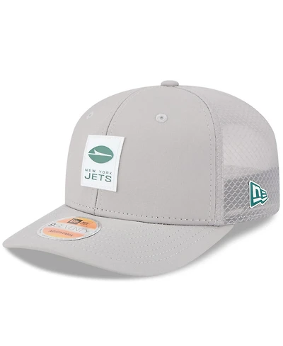New Era Men's Gray New York Jets 2025 Sideline 9SEVENTY Adjustable Trucker Hat