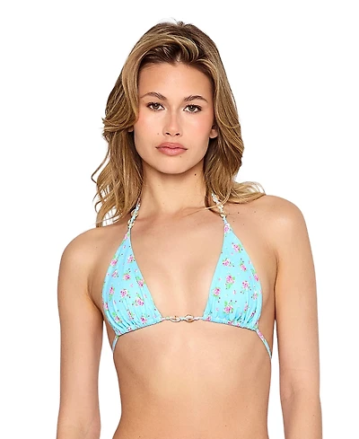 Beach Bunny Swimwear Women's Shell-Link Triangle Bikini Top