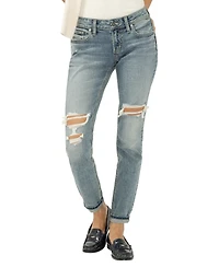 Silver Jeans Co. Women's Girlfriend Mid Rise Skinny Leg