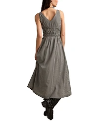 Lucky Brand Women's Cotton V-Neck Smocked-Waist Midi Dress