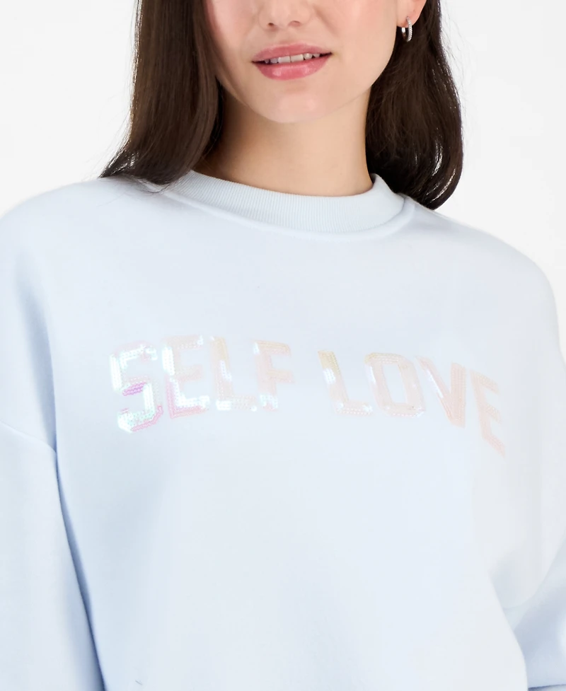 Madden Girl Juniors' Sequin Self Love Sweatshirt