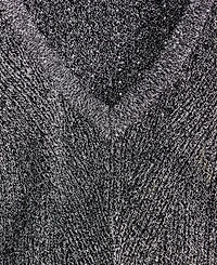 I.n.c. International Concepts Women's Metallic-Knit V-Neck Sweater, Macy's Exclusive