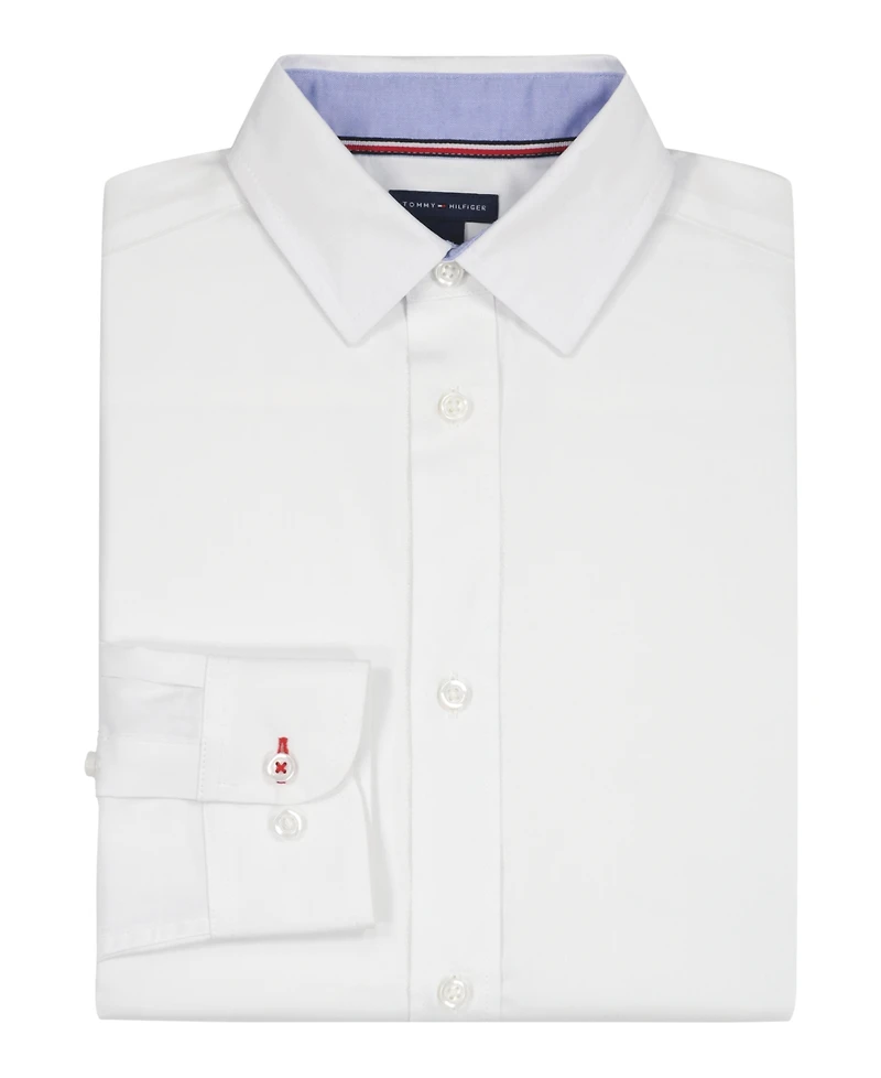 Tommy Hilfiger Big Boys Long Sleeve Stretch Solid Twill Shirt