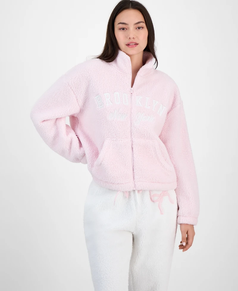 Madden Girl Juniors' Sherpa Fleece Zip-Up Jacket