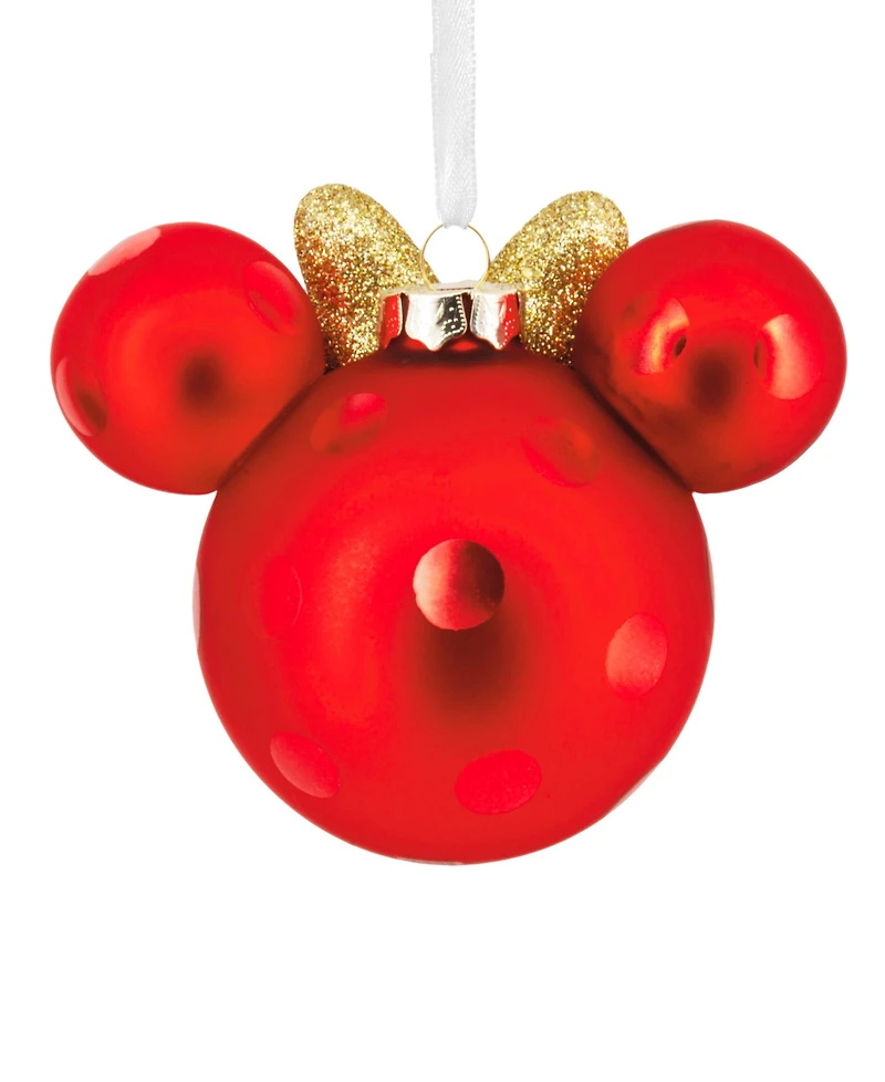 Hallmark Disney Minnie Mouse Ears Icon Glass Christmas Tree Ornament