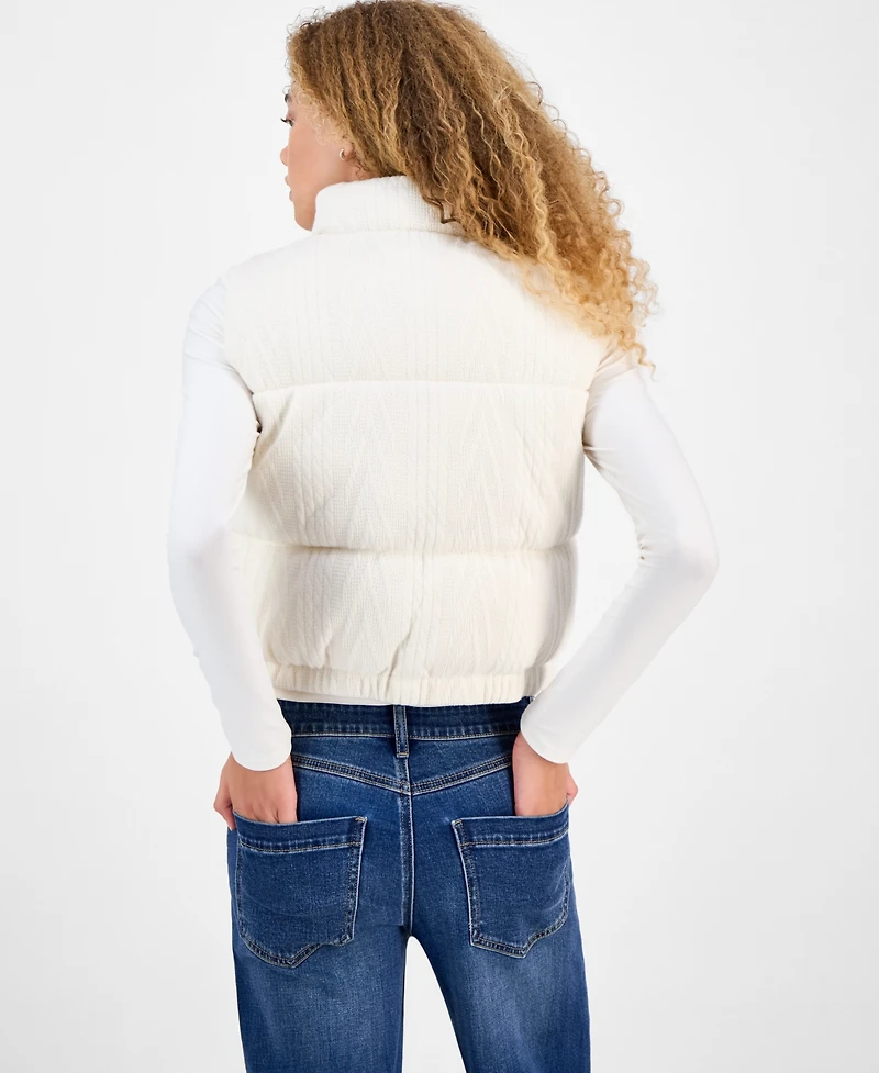Sincerely Jules Juniors' Cable-Knit Puffer Vest