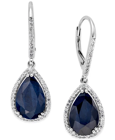 Black Sapphire (12 ct. t.w.) and White Topaz (1/2 ct. t.w.) Drop Earrings in Sterling Silver, Created for Macy's