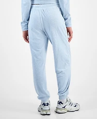 Hippie Rose Juniors' Cable Knit Heart Velour Jogger Pants