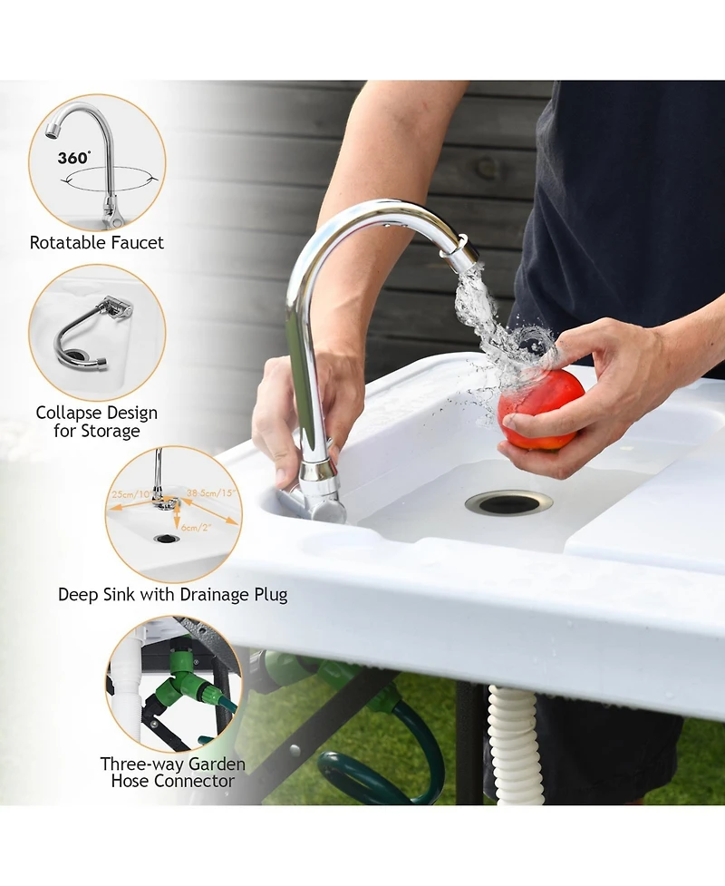 Akiudex folding cleaning sink faucet cutting camping table with sprayer