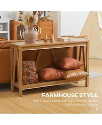 Homcom Farmhouse Console Table with Storage, Rustic Sofa Table,