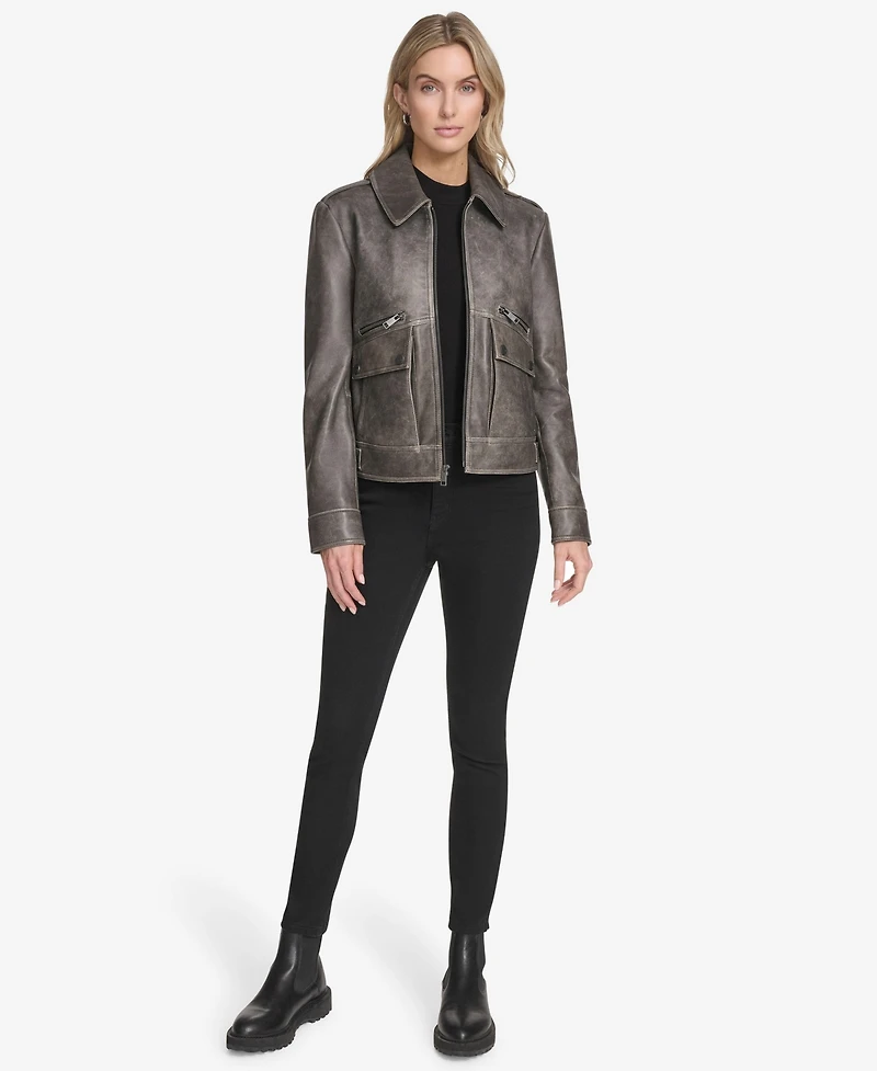 Andrew Marc Women's Addis Aviator Leather Jacket