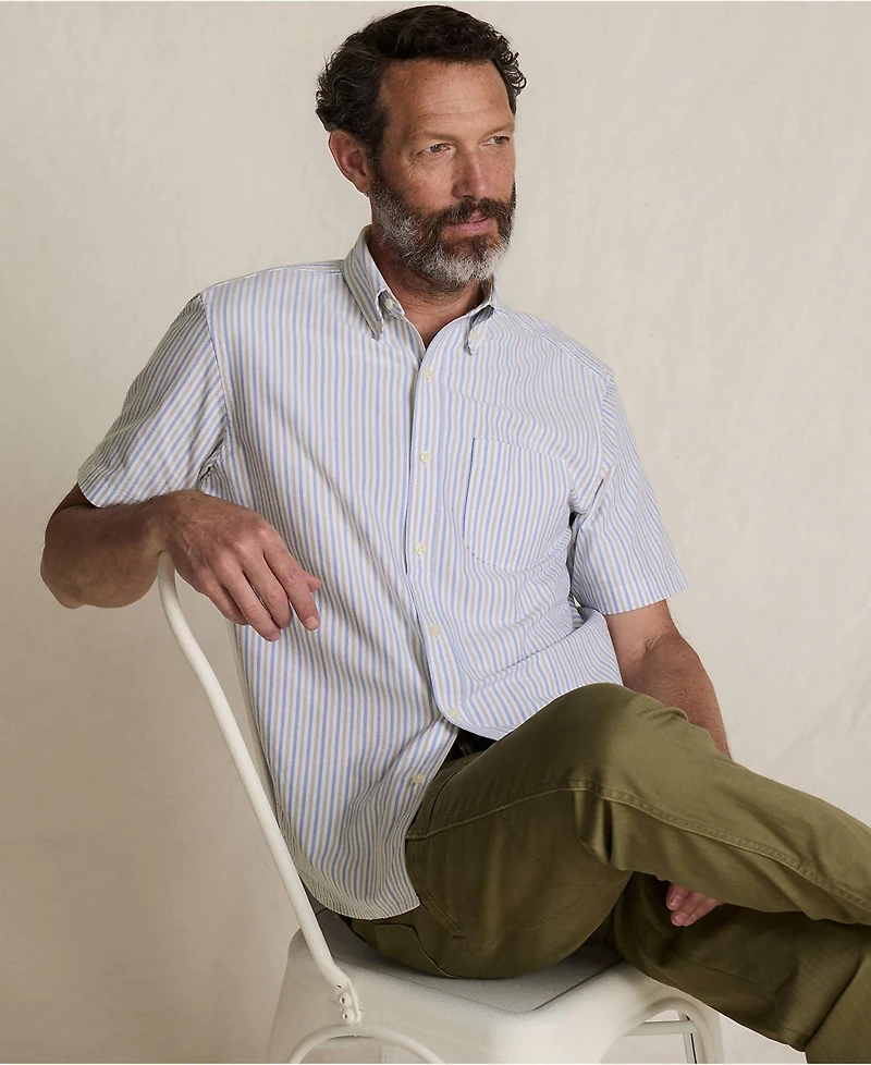 Lands' End Men's Short Sleeve Sail Rigger Oxford Shirt